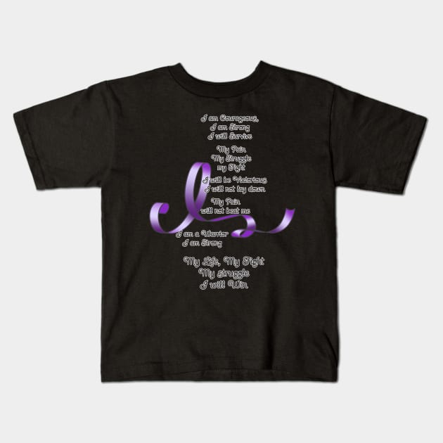 Purple Ribbon Awareness Poem Kids T-Shirt by AlondraHanley